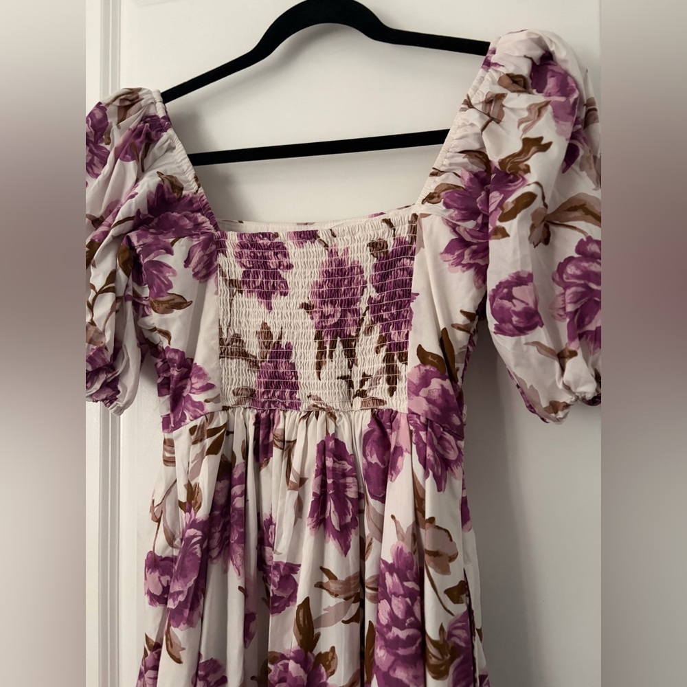 Abercrombie & Fitch Emerson Poplin Puff Sleeve Midi Dress in a floral print XSP - Picture 12 of 12